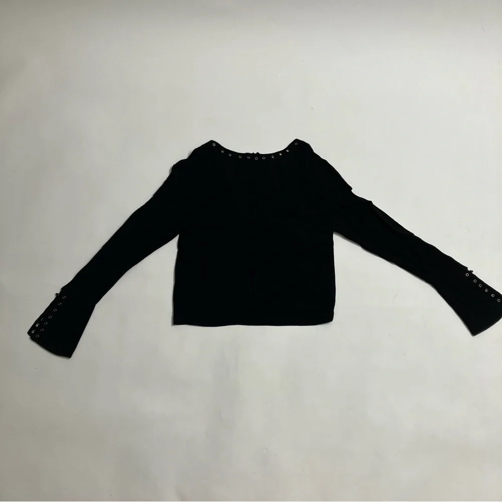 FREE PEOPLE bell sleeve rivet tie chest crop top